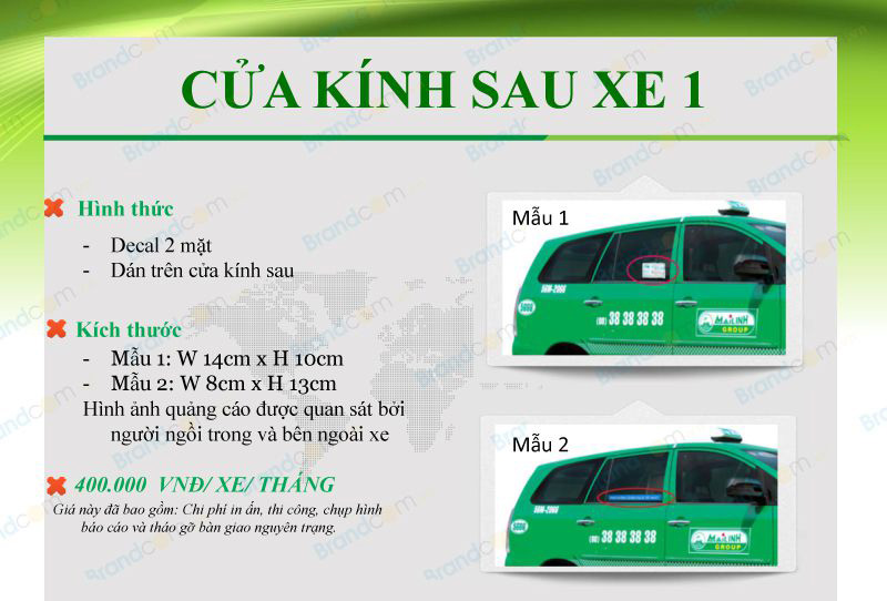 Bảng giá quảng cáo trên taxi Mai Linh